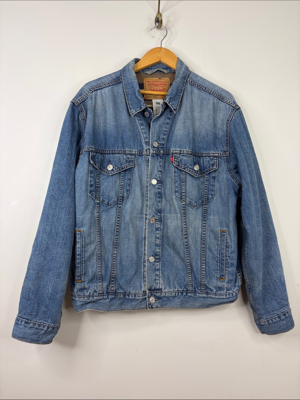 Vintage Levi's Jean Jacket Mens Large Blue Standard Trucker Blanket Lined Denim
